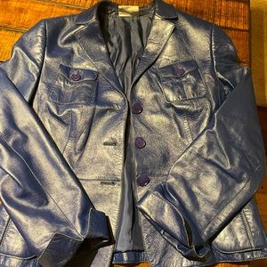 Akris Punto navy leather jacket